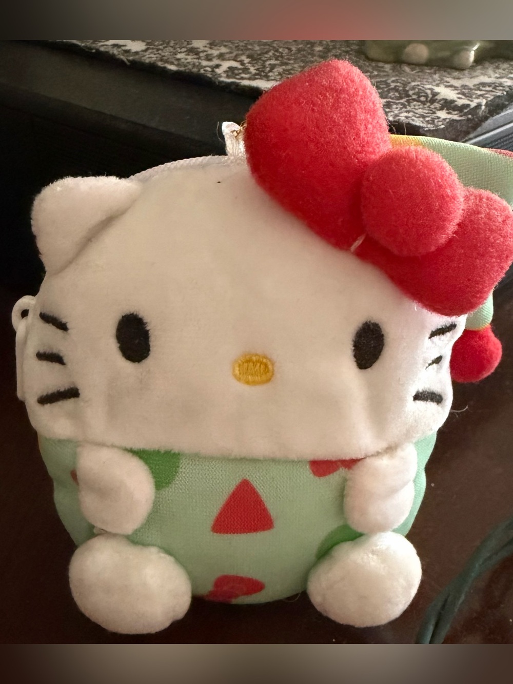 Hello Kitty Plush with Red Bow and Mint Green Outfit